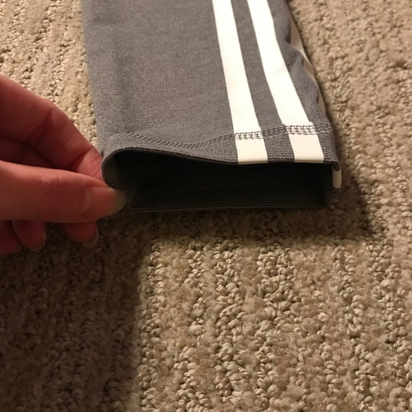 Women’s Adidas Light Heather Grey & White Side 3 Stripes Training Leggings - Picture 10 of 15